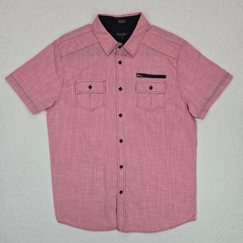 Textured Clay Red Short Sleeve Shirt Men's XL Utility Pocket Urban Explorer